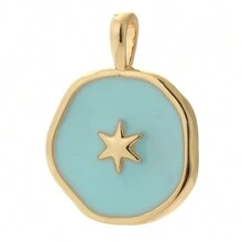 1 pezzo Ciondolo smaltato a mezzaluna, medaglia a forma di cuore, pentagramma a forma di fulmine, ali, cuore, croce, accessori per gioielli fai-da-te, orecchini, collana, braccialetto