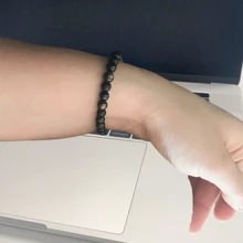 1pc Triple Protection Crystal Bracelet Black Tourmaline Golden Obsidian Black Agate Elegant Accessory For Emotional Stability AmpHarmony Daily Jewellery 6mm Bead Employee Appreciation Gifts - L0387 - View 4