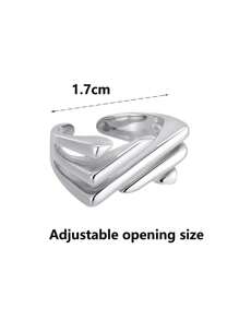 1pc Fashionable Minimalist Square Hollow Adjustable Ring For Women - Silver - View 4