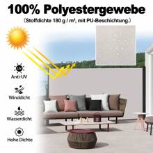 VA-Cerulean auvent latéral extensible brise-vue protection contre le vent auvent mural latéral en tissu pour terrasse et balcon, 160x300cm / 180x300cm / 200x300cm, anthracite / gris - Gris - Voir 2
