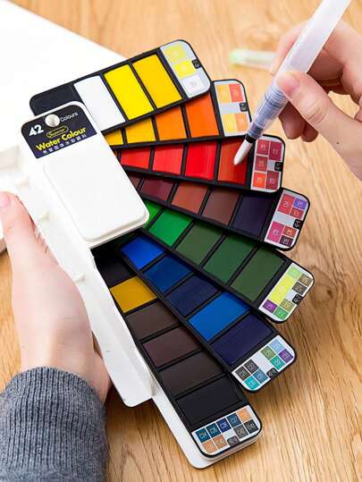 Superior 1set Mixed Color Pigment With Brush, Modern Portable Paint Set For Artists, Beginners,Mother's Day,Mom's Gift