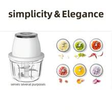 Type-C Rechargeable Household Electric Garlic Crusher, Mini Automatic Multi-Function Blender & Meat Grinder