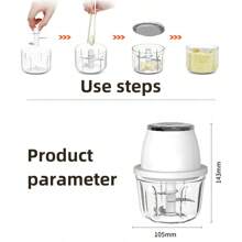 Type-C Rechargeable Household Electric Garlic Crusher, Mini Automatic Multi-Function Blender & Meat Grinder