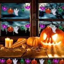 1 dây đèn LED hình dơi ma bí ngô 3D 10/20/30 chạy bằng pin tạo không khí Halloween kinh dị vui vẻ thích hợp cho trang trí nhà cửa, sân vườn ngoài trời, tiệc Halloween ma quái (màu trắng) trang trí phòng Halloween trang trí sân vườn Halloween làm quà tặng trang trí ngày lễ tiên trang trí lễ hội - ánh sáng trắng - Xem 3