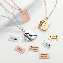 Ngày của Mẹ Bán chạy Phong bì tùy chỉnh cá nhân Dây chuyền ảnh tùy chỉnh Dây chuyền cổ Mặt dây chuyền khắc tên Trang sức Trang sức ảnh ẩn Quà tặng cho cô ấy - vàng - Xem 5