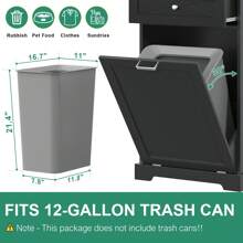 12 Gallon Tilt Out Trash Can Cabinet With Drawers, Kitchen Island With Trash Can Storage, Kitchen Pantry With Trash Cabinet, Tilt Out Laundry Hamper Cabinet, Multi-Function Storage Cabinet For Home Use - màu đen - Xem 3