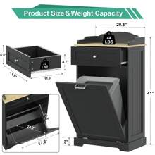 12 Gallon Tilt Out Trash Can Cabinet With Drawers, Kitchen Island With Trash Can Storage, Kitchen Pantry With Trash Cabinet, Tilt Out Laundry Hamper Cabinet, Multi-Function Storage Cabinet For Home Use - màu đen - Xem 2