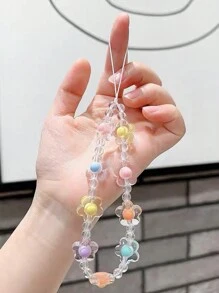 夏季可爱浪漫彩色花朵水晶手机挂绳适合自拍返校礼物送给母亲、家人、朋友、生日、节日的礼物手机挂饰、手机链 - 彩色 - 查看 3