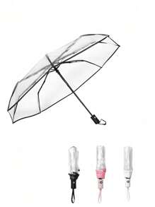Paraguas transparente, paraguas plegable transparente de apertura y cierre automático para lluvia, viento y nieve, paraguas transparentes para lluvia para adultos unisex - Multicolor - Ver 1