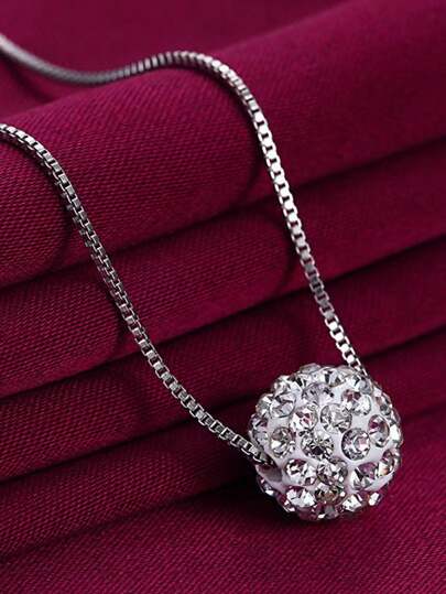 925 Sterling Silver Shiny Micro-Inlaid Lucky Round Bead, INS Luxury Retro Style, Fashion Versatile, Gift For Family, Friends, Couples, Pendant Necklace