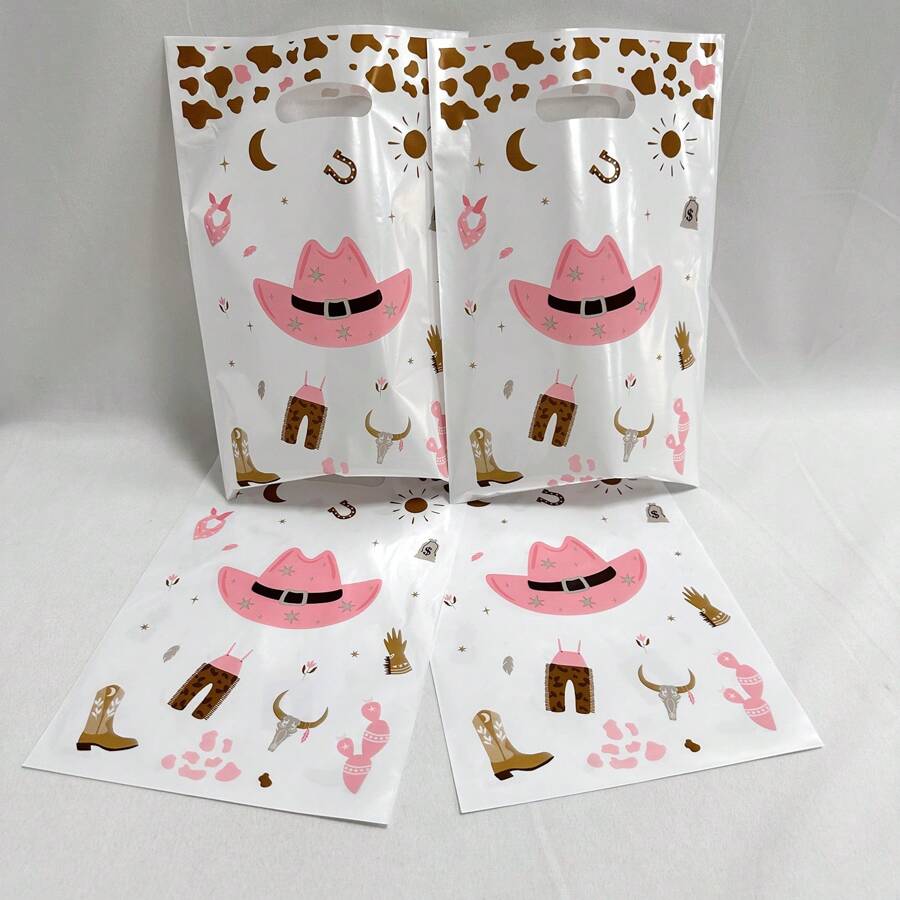 10个/袋粉色牛仔布礼品袋主题，糖果袋，新年回礼袋，塑料袋， - 彩色 - 查看 1