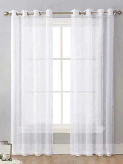 1 件纯色薄纱窗帘，轻盈飘逸，半遮光，透明但不透视，适用于阳台、卧室、客厅装饰