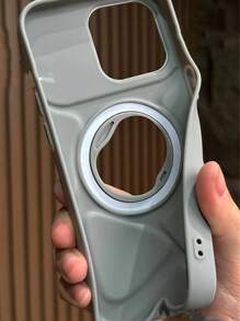 1pc Luxury Asymmetric 3D Surface Camera Bracket Phone Case Compatible With Iphone 15 14 13 12 11 Pro Max Wireless Charge Skin Friendly Holder Soft Cover