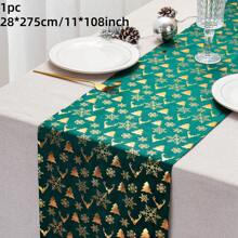 1/2 cuộn 11 "X108" Bông tuyết mùa đông, Cây Giáng sinh, Khăn trải bàn dài hình chữ nhật hình nai sừng tấm có thể giặt và chống nhăn, có nhiều màu sắc - Khăn trải bàn dài hình chữ nhật hình bông tuyết màu xanh lá cây, Giáng sinh và năm mới bằng vàng, Trang trí lễ Giáng sinh mùa đông theo mùa cho Halloween, năm mới, nhà, bữa tiệc, tiệc, trang trí bàn ăn, trang trí nhà cửa, trang trí Giáng sinh, đồ dùng tiệc - Nhiều màu - Xem 21