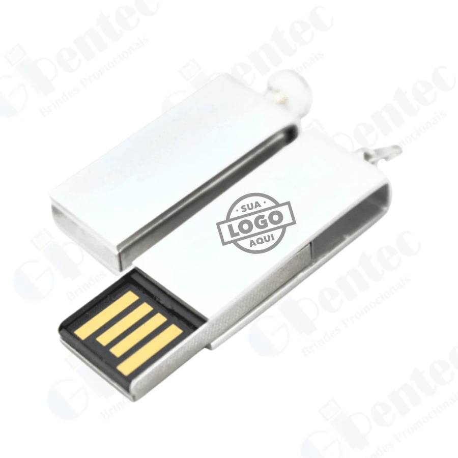 Pen Drive Mini Swivel USB 2.0 (REF-MM327) - Prata - Visão 1