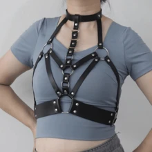 1pc Women's New Punk Metal Buckle Adjustable Leather Belt, Corset Waist Belt, Suspender