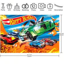 1Pc Cartoon Car Theme Happy Birthday Party Background Banner, 82.7 * 59.1/59.1 * 39.4/39.4 * 29.5 Inch Motorcycle Player Birthday Decoration Background, Suitable For Birthday Party, Cake Table Banner, Photo Booth, Cake Table Banner Party Background Decoration Props Supplies Gift - Multicolor - View 15