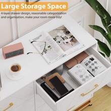 8 Drawer Dresser For Bedroom, Wood Dresser Tv Stand, Modern Chest Of Drawers, Storage Organization Unit For Closet, Living Room, Hallway - White - View 5