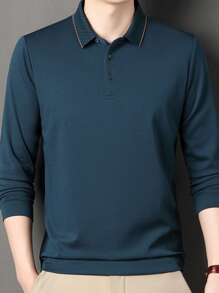 Middle Aged Men's Thin Long Sleeve T-Shirt, Spring Autumn
