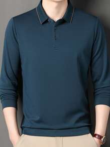 Middle Aged Men's Thin Long Sleeve T-Shirt, Spring Autumn
