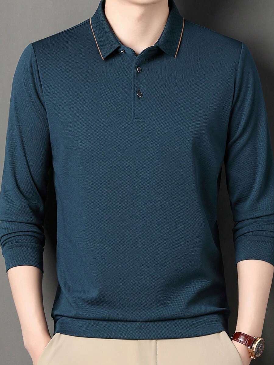 Middle Aged Men's Thin Long Sleeve T-Shirt, Spring Autumn