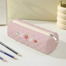 1pc Cartoon Bow Printed Round Rhombus Design Pencil Case, Large Capacity - Multicolor - View 5