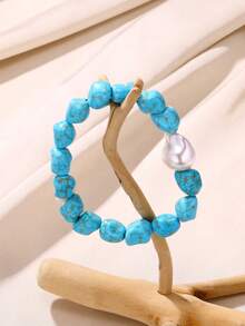 1入組綠松石手鍊，適用於女性 - 金黃色 - 查看 2