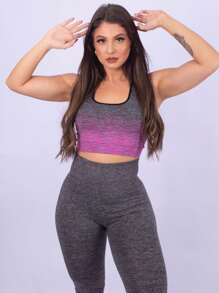 Leggings Set Pants + Top Fitness High Waist Push Up Butt Women's Gym Clothing Sport - Hồng - Xem 2