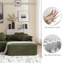 105.9" L Shaped Sectional Sofa, 2 Piece Modular Cloud Couch. Modern Comfy Floor Couch With 3 Pillows For Living Room Apartment Office, Terrycloth Fabric - màu xanh lá - Xem 5
