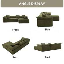 105.9" L Shaped Sectional Sofa, 2 Piece Modular Cloud Couch. Modern Comfy Floor Couch With 3 Pillows For Living Room Apartment Office, Terrycloth Fabric - màu xanh lá - Xem 6
