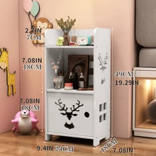 1pc Bedside Storage Cabinet, Minimalist Modern Small Nightstand, Cute Hollow Deer Design Home Storage Rack - White - View 4