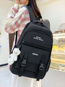 5pcs/Set Back To School Backpack Set, Classic Basic Backpack Set, Large Capacity Multi-Piece Set, Includes Backpack, Handbag, Crossbody Bag, Pencil Case And Coin Purse, With Laptop Compartment. Casual & Fashionable Multi-Functional Backpack, Contrasting Color High-Quality Canvas Material, Adjustable Shoulder Straps And Spacious Multi-Pocket Design.