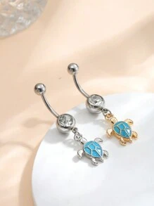 1pc Stainless Steel & Alloy Sea Turtle Navel Piercing Jewelry, For Daily Wear, Belly Button Rings - Sea Turtles - View 1