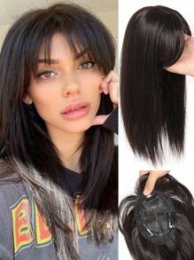 Bangs Hair Clip In Hair Extension 3D Bangs Overhead Natural Straight Hair Lnwvisible Replacement Cover White Hair Synthetic Fake Bang Black Brown