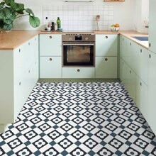 10 piezas/paquete Baldosas de piso autoadhesivas de PVC grueso, impermeables y resistentes a las manchas para cocina, baño, sala de estar, balcón - Multicolor - Ver 7