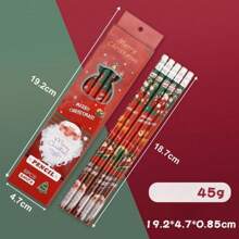 6pcs/Box Popular Christmas Cartoon Pencils With Pencil Case, Erasers Included, Christmas Gifts