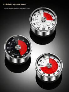 1pc, Stainless Steel Timer Kitchen Countdown Timer With Magnet Baking Alarm Clock Mechanical Time Management Reminder - Multicolor - View 1