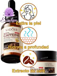 Dúo Anti Arrugas de Serum y crema de Retinol con Cafeína, potente acción antiarrugas y reafirmante para una piel rejuvenecida. Anti envejecimiento, reafirmante, elimina líneas de expresión. Máximos beneficios de ingrediente naturales. - Café integral - Ver 7