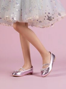 Girls Dress Shoes Slip-On Flower Girl Bow Ballet Flats With The Perfect Dress For Parties, Weddings, Shows, And More Special Occasions,Lightweight TPR Outsole (Little/Big Kids)