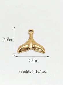 5 piezas Dije de joyería con forma de cola de sirena de acero inoxidable, estilo de playa de verano - cola de pez - Ver 7