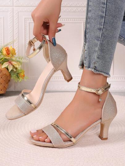 2026 Spring/Summer New Women's High Heel Shoes, Snake Skin Pattern, Comfortable & Breathable, Stiletto Heel, Closed Toe, Ankle Strap, Suitable For Weddings, Galas, Formal Occasions, Elegant & Luxurious, Ideal For Summer Wear. Available In Black, White, Gold