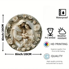 1 Stück Kunststoffschild Set - Rundes 20cm Metallschild mit Segensfamilie, HD-Druck, vorgebohrte Löcher, wasserdicht und wetterfest für Bar, Schlafzimmer, Garage, Heimdekoration Geschenk mit zufällig angeordneten Löchern oben, unten, links und rechts, Heimdekoration, Raumdekoration, Wanddekoration