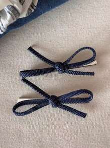 2pcs Women's Blue Bow Denim Effect Elegant Fashion Daily Wear Hair Clips Claw Clips Hair Claws Hair Barrettes, School Stuff, College, Bows, Cute, Hair Accerssories