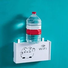 1 件免钻壁挂式机顶盒储物架，隐藏无线路由器电缆盒，家庭客厅收纳架 - 白色 - 查看 7