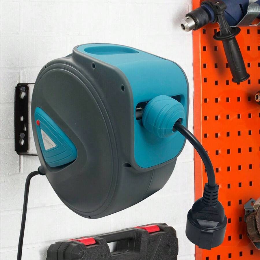 VA-Cerulean 20m Automatic Cable Reel Automatic Cable Reel 180° Rotatable Electrical Cable With Overload Protection Extension Cable - 20M - View 1