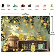 新品柠檬黄拍照背景清凉夏日生日快乐柠檬水店铺聚会摄影背景拍照亭横幅蛋糕粉碎 - 多色 - 查看 4