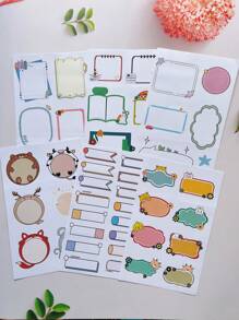 1 套 6 件可重复使用的可写文本框贴纸 - 彩色 - 查看 1