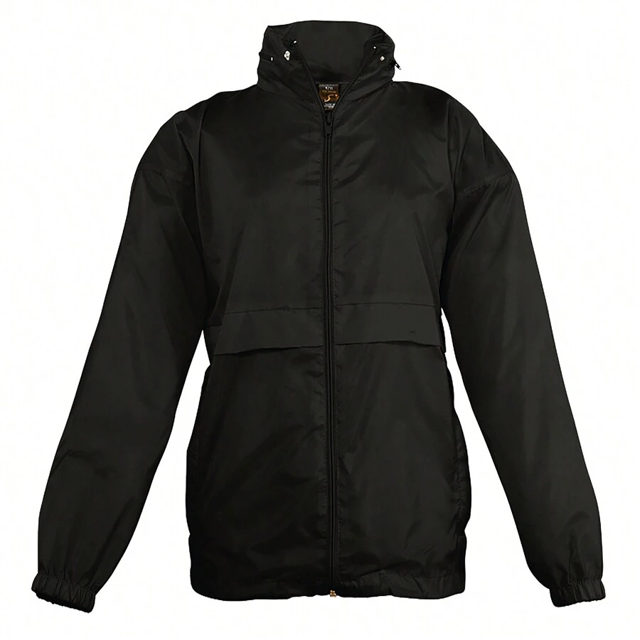 SOLS Kids Unisex Surf Windbreaker Jacket (Water Resistant And Windproof) (Black) - Black - View 1