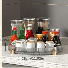 Gold-Plated Rotating Storage Box, Multifunctional Kitchen Organizer Rack - White - View 4