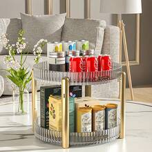 Gold-Plated Rotating Storage Box, Multifunctional Kitchen Organizer Rack - White - View 5